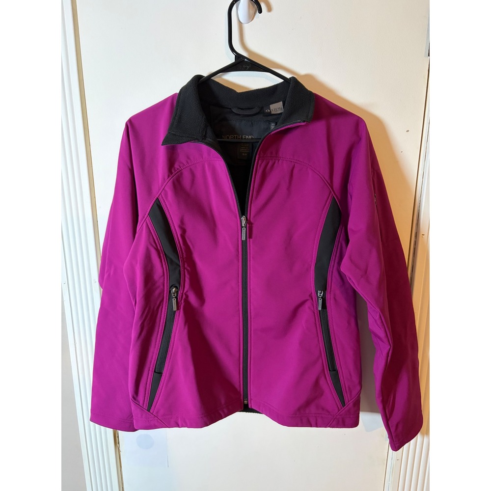 North End Womens Softshell Full Zip Jacket Magenta Pink Fleece Lined Small